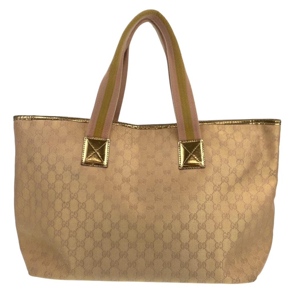 GUCCI Tote Bag 267474 001013 GG canvas Beige gold Tote Bag Shoulder Bag Unisex Women Used Authentic