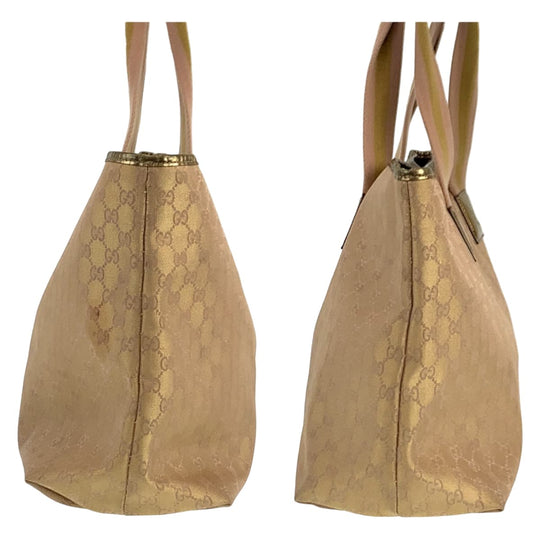 GUCCI Tote Bag 267474 001013 GG canvas Beige gold Tote Bag Shoulder Bag Unisex Women Used Authentic