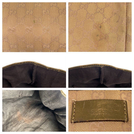 GUCCI Tote Bag 267474 001013 GG canvas Beige gold Tote Bag Shoulder Bag Unisex Women Used Authentic