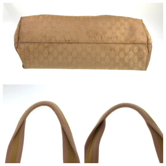 GUCCI Tote Bag 267474 001013 GG canvas Beige gold Tote Bag Shoulder Bag Unisex Women Used Authentic