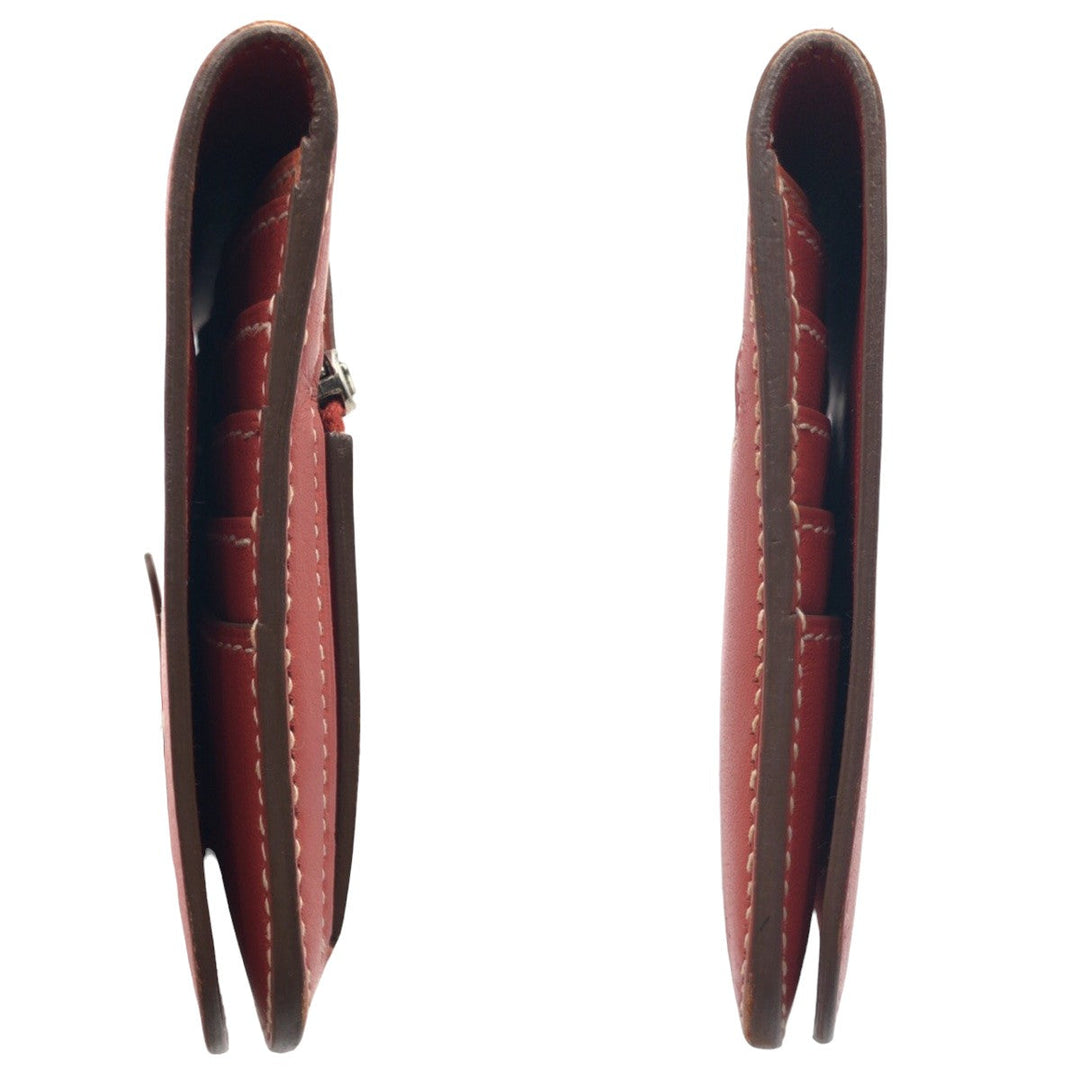 HERMES Long Wallet Purse leather Red sanguine crevette Long Wallet Purse Dogon Long Women Used Authentic