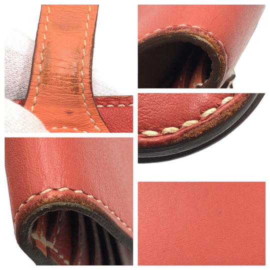 HERMES Long Wallet Purse leather Red sanguine crevette Long Wallet Purse Dogon Long Women Used Authentic