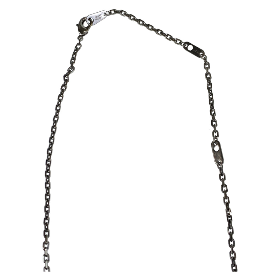 LOUIS VUITTON Necklace M80208 Metal, Rhinestone Turquoise Blue SilverMetal Necklace Pendant LV initials Women Used Authentic