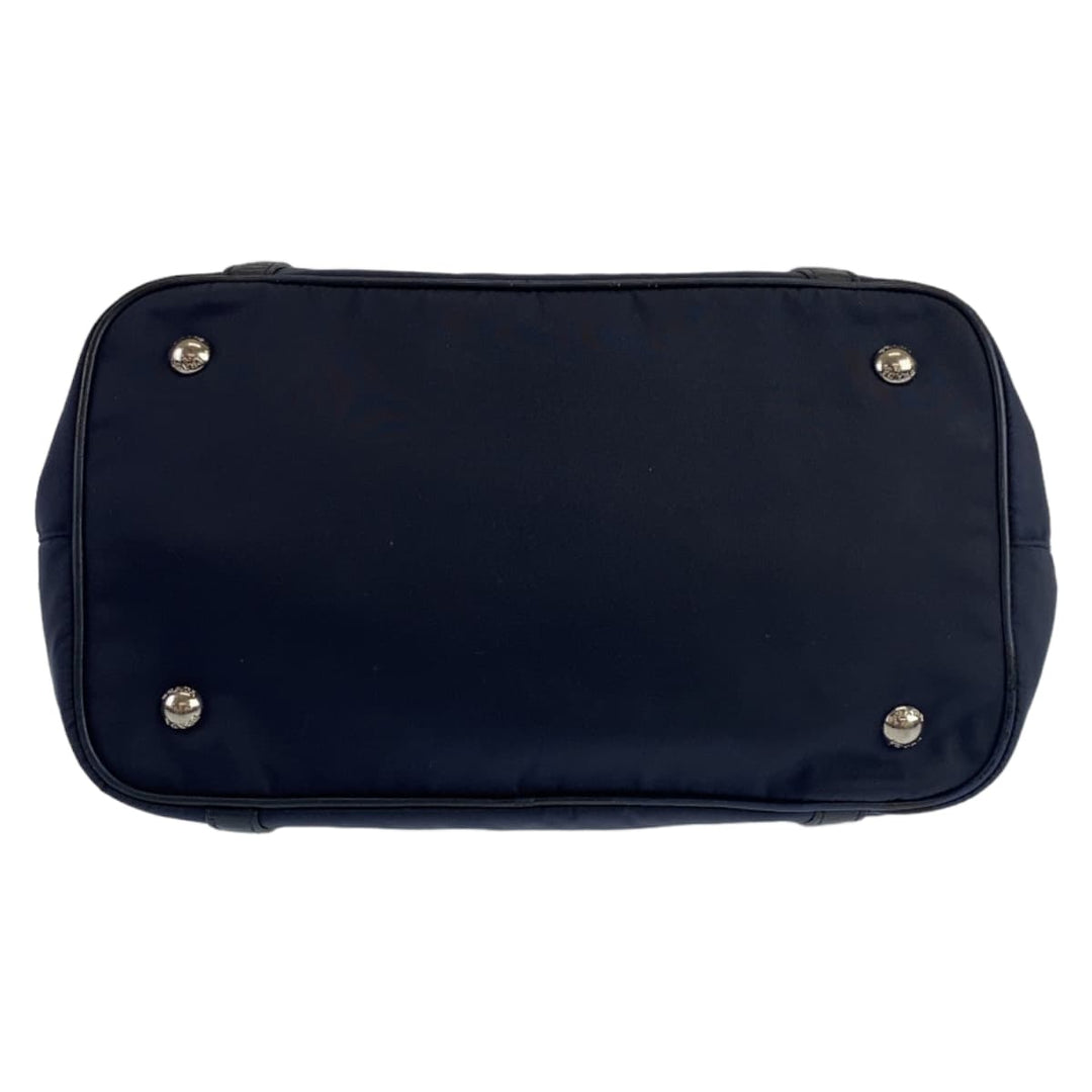 PRADA Tote Bag Nylon, Leather Navy Handbag Tote Bag Test Women Used Authentic