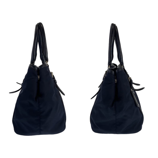 PRADA Tote Bag Nylon, Leather Navy Handbag Tote Bag Test Women Used Authentic