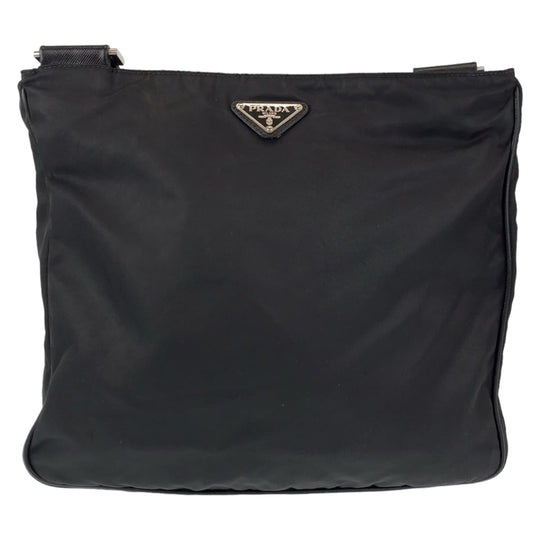 PRADA Shoulder Bag Nylon Black SilverMetal Shoulder Bag Messenger bag Test Triangular logo mens Used Authentic