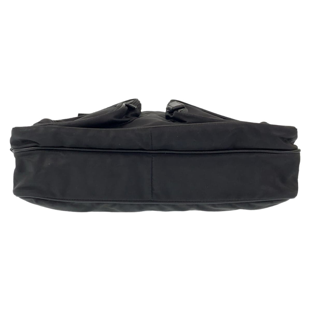 PRADA Shoulder Bag Nylon Black SilverMetal Shoulder Bag Messenger bag Test Triangular logo mens Used Authentic