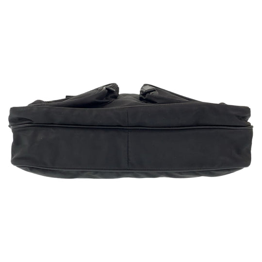 PRADA Shoulder Bag Nylon Black SilverMetal Shoulder Bag Messenger bag Test Triangular logo mens Used Authentic