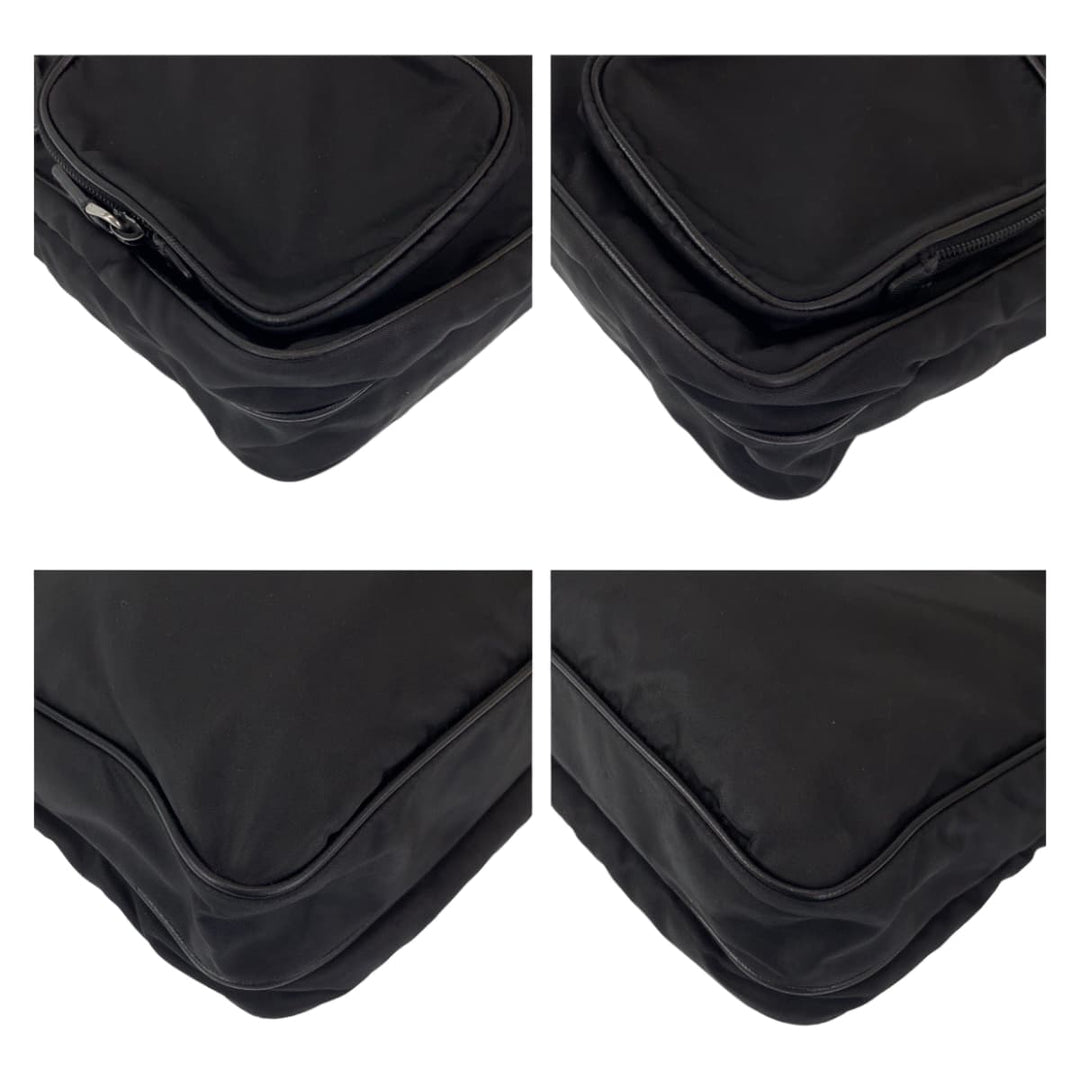 PRADA Shoulder Bag Nylon Black SilverMetal Shoulder Bag Messenger bag Test Triangular logo mens Used Authentic