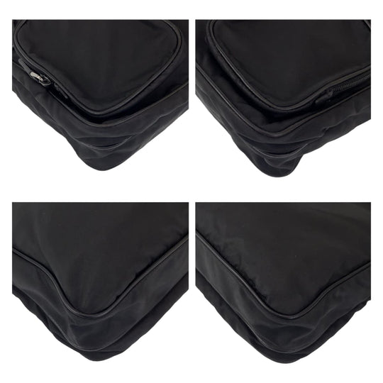 PRADA Shoulder Bag Nylon Black SilverMetal Shoulder Bag Messenger bag Test Triangular logo mens Used Authentic