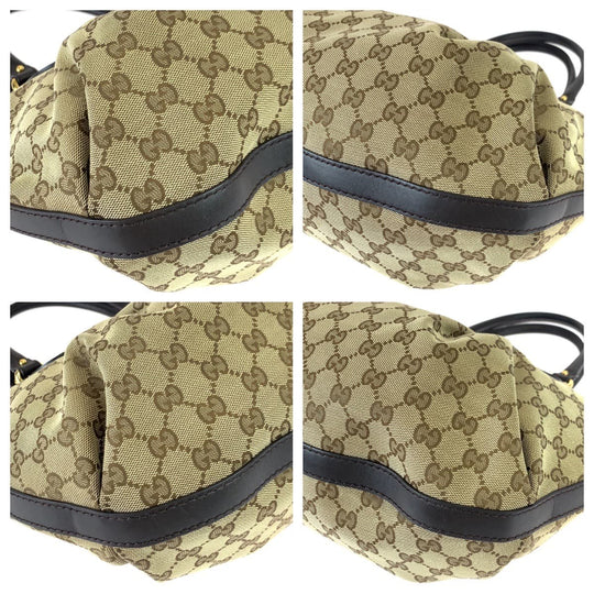 GUCCI Tote Bag 269953 GG canvas, leather Beige brown Tote Bag Shoulder Bag Women Used Authentic