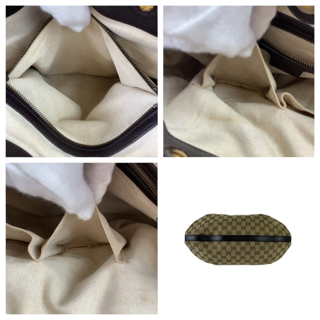 GUCCI Tote Bag 269953 GG canvas, leather Beige brown Tote Bag Shoulder Bag Women Used Authentic