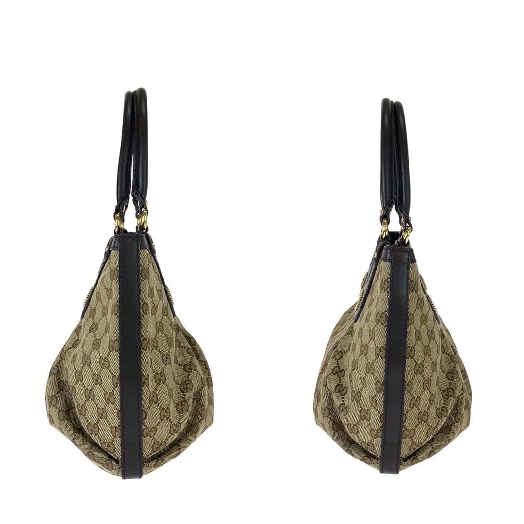 GUCCI Tote Bag 269953 GG canvas, leather Beige brown Tote Bag Shoulder Bag Women Used Authentic