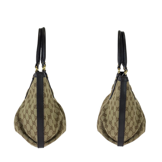 GUCCI Tote Bag 269953 GG canvas, leather Beige brown Tote Bag Shoulder Bag Women Used Authentic