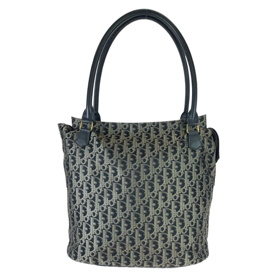 Christian Dior Tote Bag canvas Gray Beige Gold Metal Tote Bag Shoulder Bag Handbag Trotter Women Used Authentic