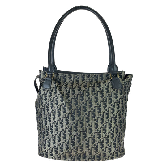 Christian Dior Tote Bag canvas Gray Beige Gold Metal Tote Bag Shoulder Bag Handbag Trotter Women Used Authentic