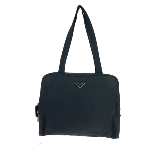 PRADA Shoulder Bag Nylon Black Silver Metal Shoulder Bag Handbag Tote Bag Test Triangle With logo Women Used Authentic