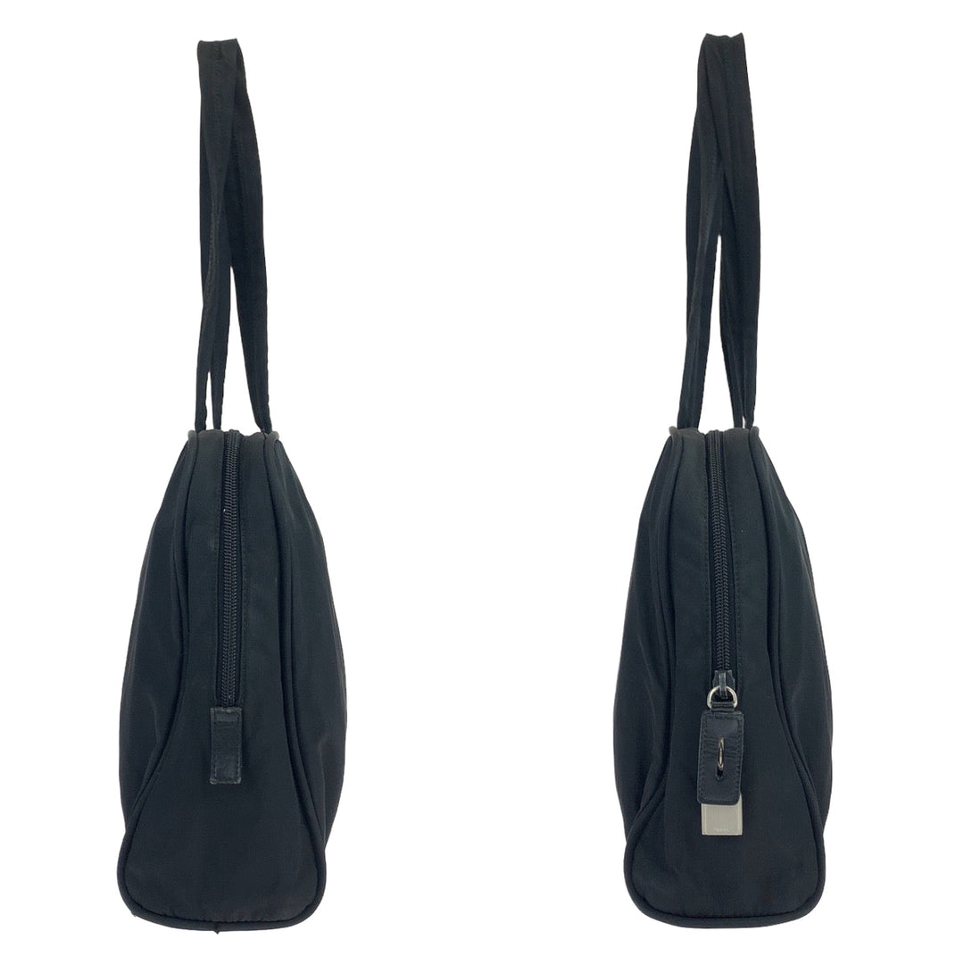 PRADA Shoulder Bag Nylon Black Silver Metal Shoulder Bag Handbag Tote Bag Test Triangle With logo Women Used Authentic