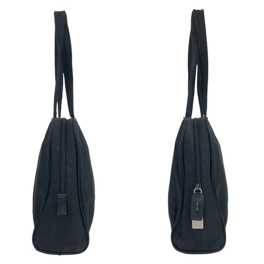PRADA Shoulder Bag Nylon Black Silver Metal Shoulder Bag Handbag Tote Bag Test Triangle With logo Women Used Authentic
