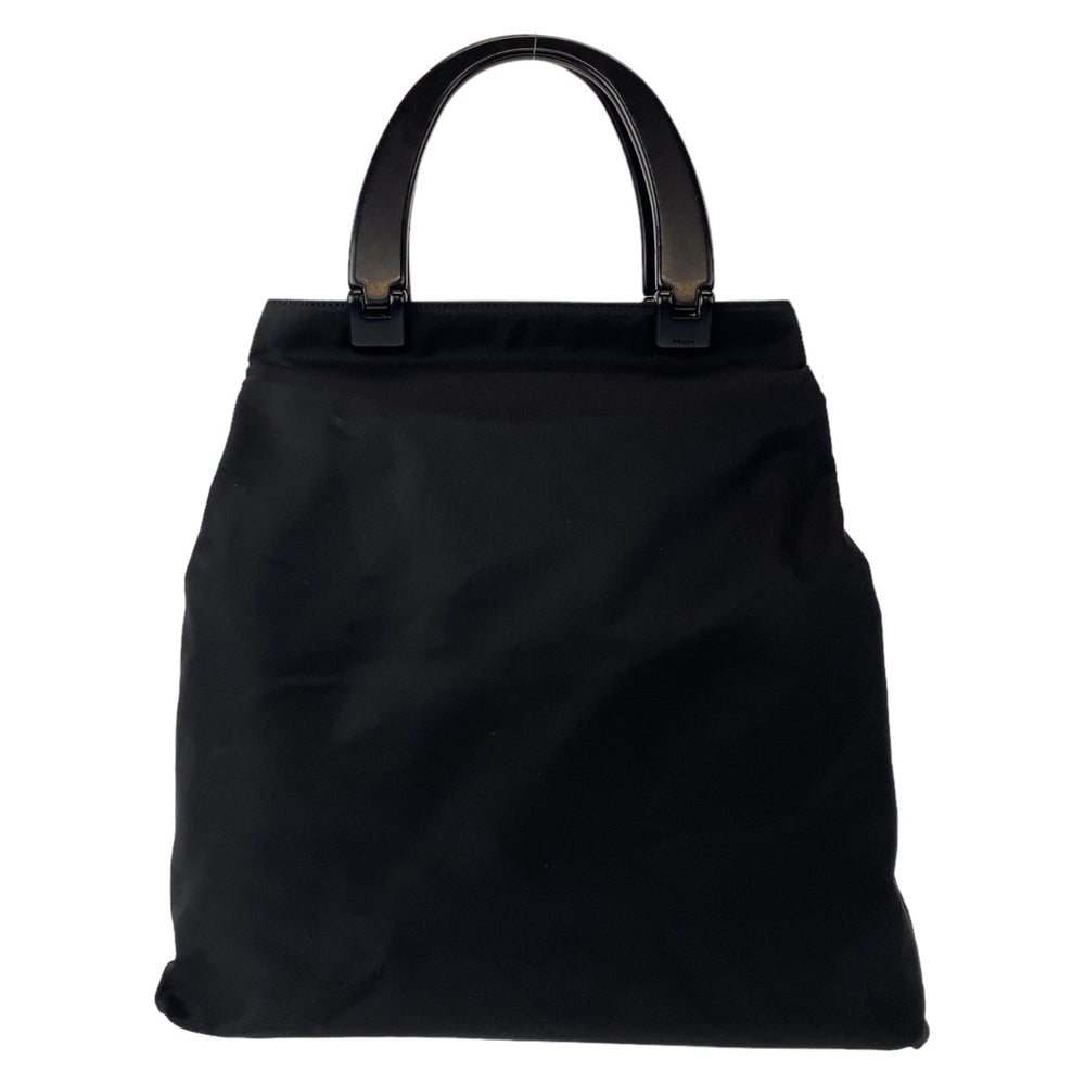PRADA Tote Bag Nylon black Tote Bag handbag Test Triangle With logo plastic handle Women Used Authentic