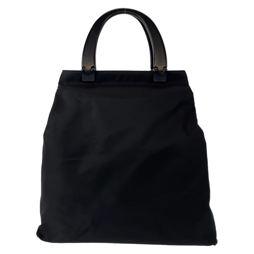 PRADA Tote Bag Nylon black Tote Bag handbag Test Triangle With logo plastic handle Women Used Authentic