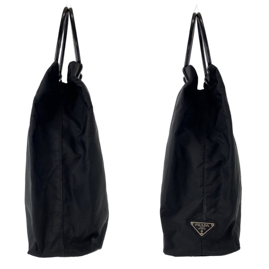 PRADA Tote Bag Nylon black Tote Bag handbag Test Triangle With logo plastic handle Women Used Authentic
