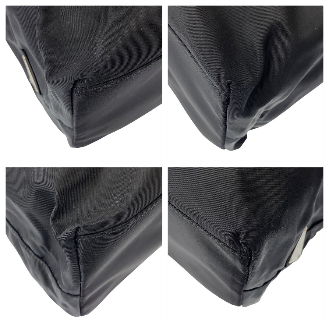 PRADA Tote Bag Nylon black Tote Bag handbag Test Triangle With logo plastic handle Women Used Authentic