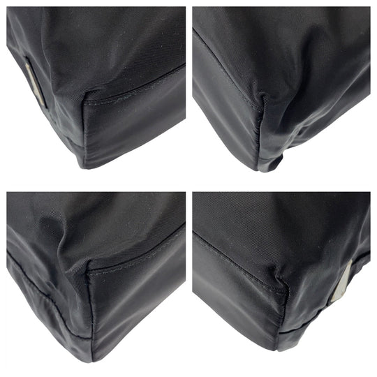 PRADA Tote Bag Nylon black Tote Bag handbag Test Triangle With logo plastic handle Women Used Authentic
