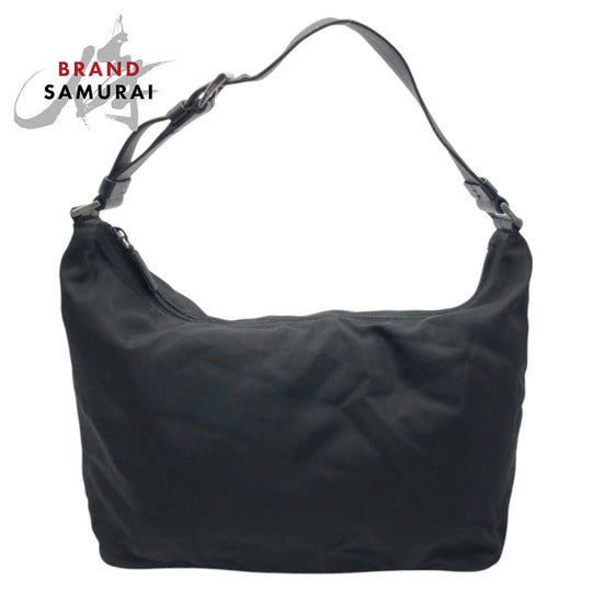 PRADA Shoulder Bag Nylon Black SilverMetal Shoulder Bag One Shoulder Bag Test Triangle With logo Women Used Authentic