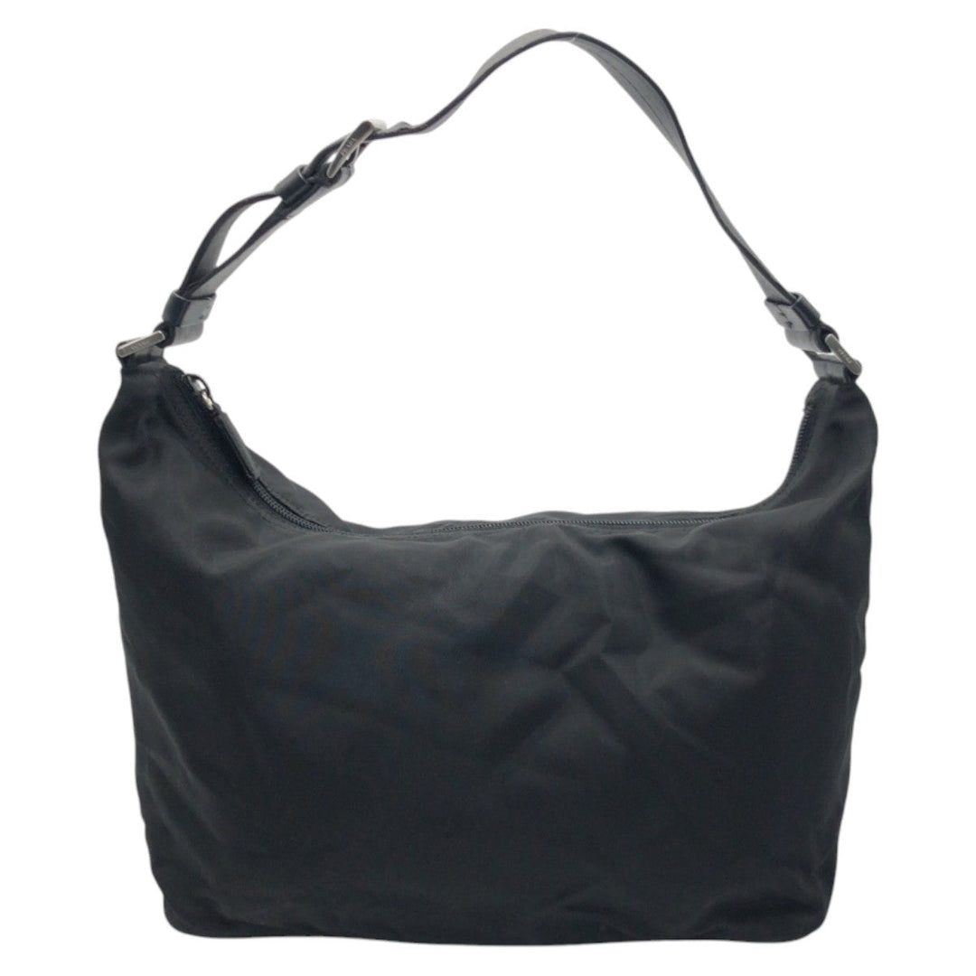 PRADA Shoulder Bag Nylon Black SilverMetal Shoulder Bag One Shoulder Bag Test Triangle With logo Women Used Authentic