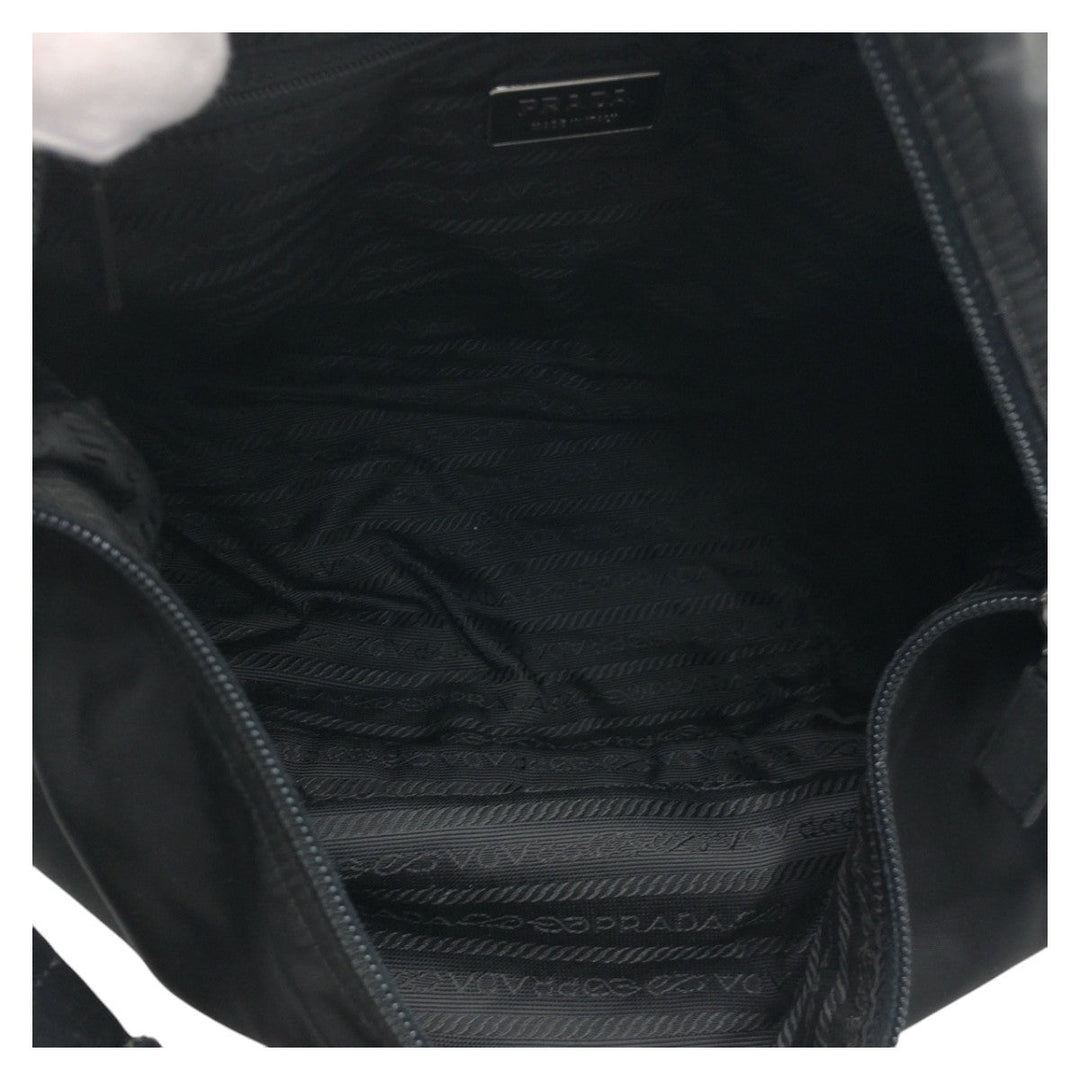 PRADA Shoulder Bag Nylon Black SilverMetal Shoulder Bag One Shoulder Bag Test Triangle With logo Women Used Authentic
