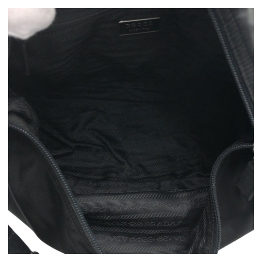 PRADA Shoulder Bag Nylon Black SilverMetal Shoulder Bag One Shoulder Bag Test Triangle With logo Women Used Authentic