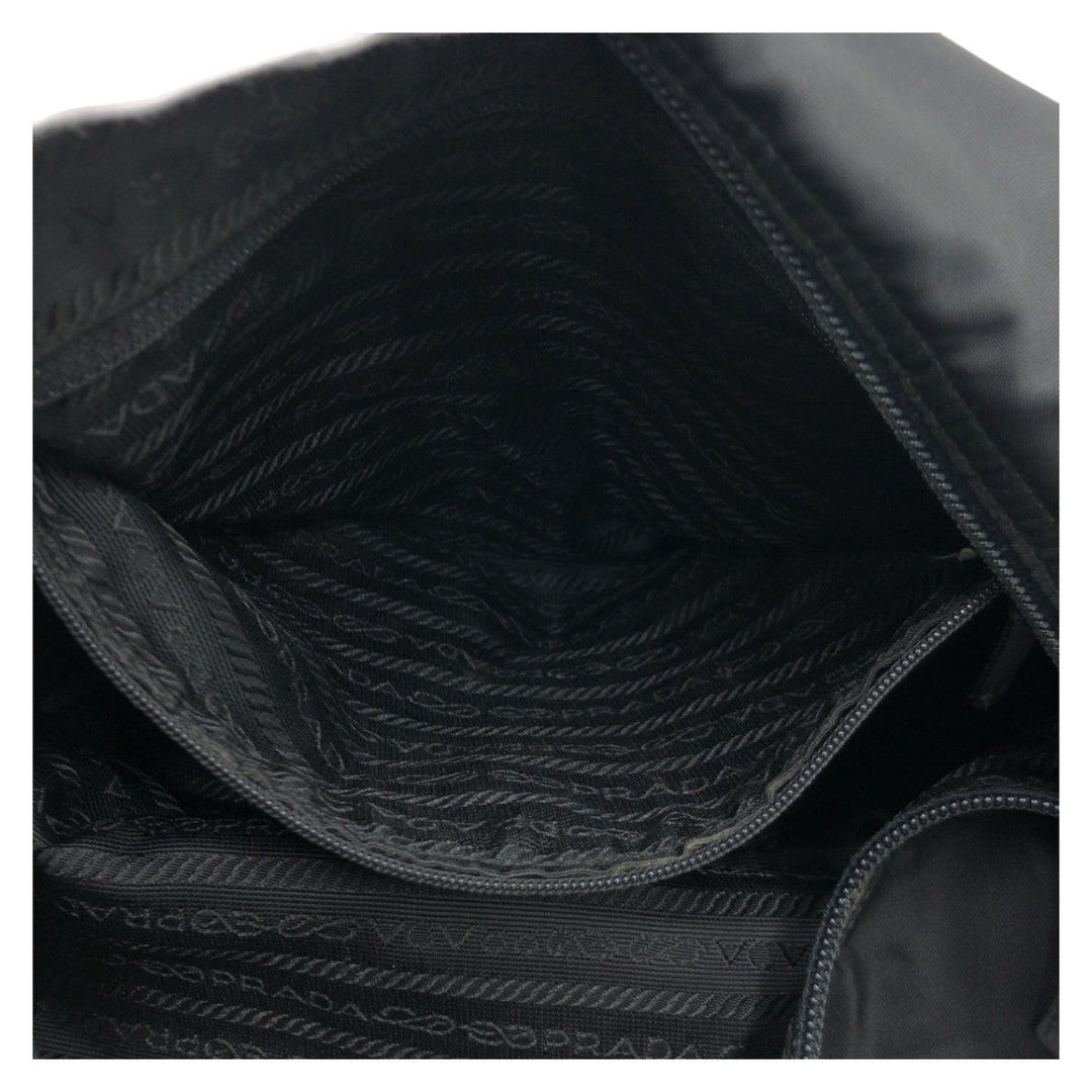 PRADA Shoulder Bag Nylon Black SilverMetal Shoulder Bag One Shoulder Bag Test Triangle With logo Women Used Authentic