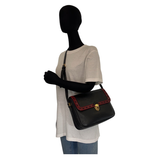 Yves Saint Laurent Shoulder Bag leather Black Gold Metal Crossbody Shoulder Bag Pochette YSL Diamond cut Women Used Authentic