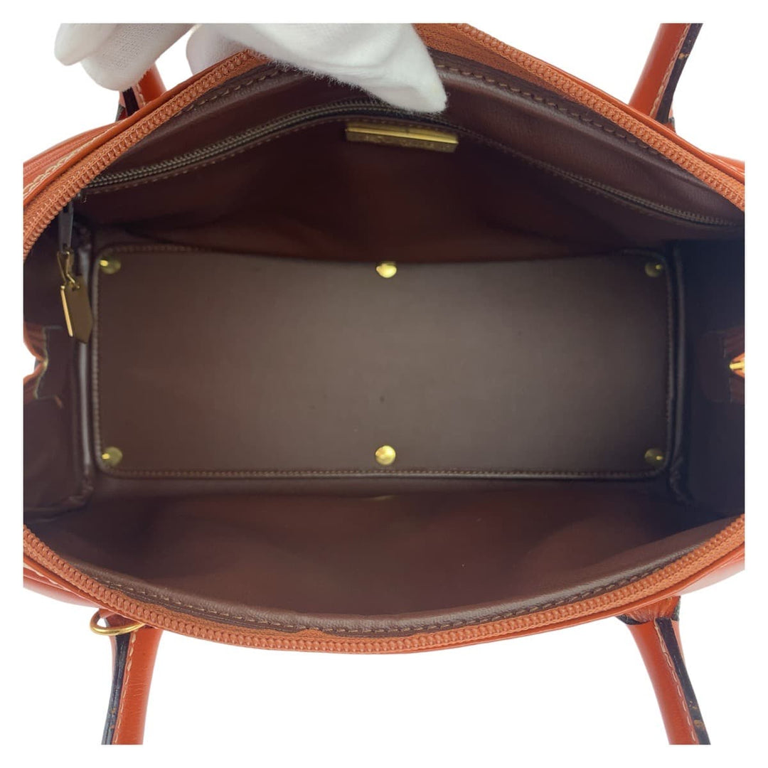 Yves Saint Laurent Shoulder Bag leather Brown Gold Metal Shoulder bag handbag 2way Y cutout YSL Women Used Authentic