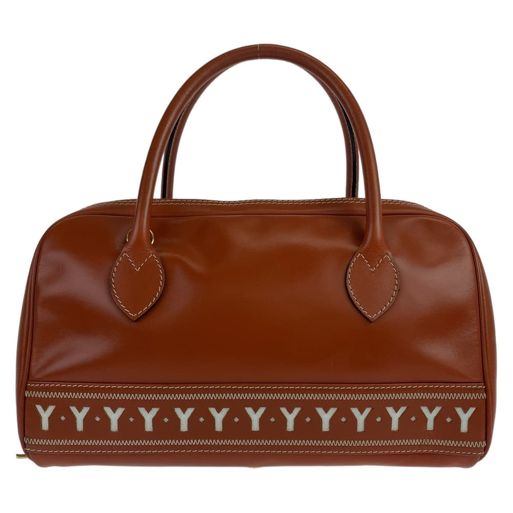 Yves Saint Laurent Shoulder Bag leather Brown Gold Metal Shoulder bag handbag 2way Y cutout YSL Women Used Authentic