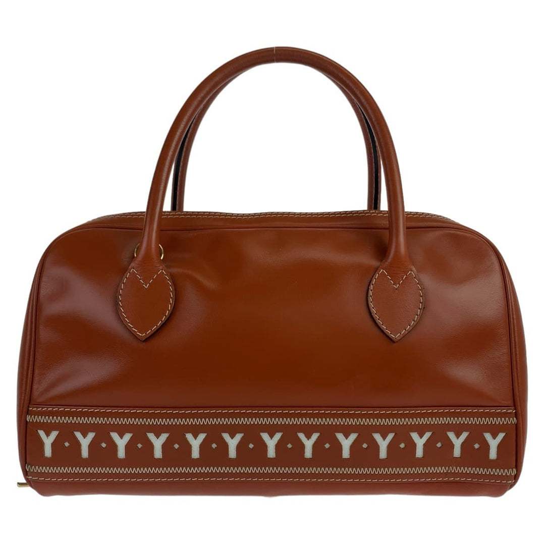 Yves Saint Laurent Shoulder Bag leather Brown Gold Metal Shoulder bag handbag 2way Y cutout YSL Women Used Authentic