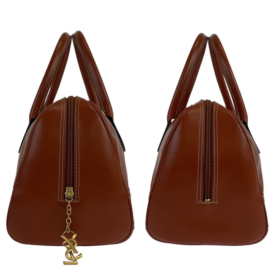 Yves Saint Laurent Shoulder Bag leather Brown Gold Metal Shoulder bag handbag 2way Y cutout YSL Women Used Authentic