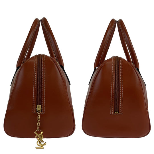 Yves Saint Laurent Shoulder Bag leather Brown Gold Metal Shoulder bag handbag 2way Y cutout YSL Women Used Authentic