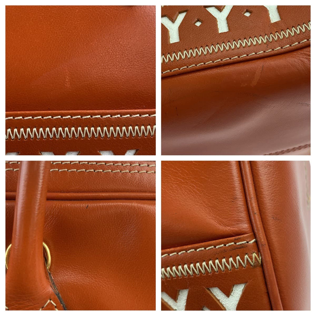 Yves Saint Laurent Shoulder Bag leather Brown Gold Metal Shoulder bag handbag 2way Y cutout YSL Women Used Authentic