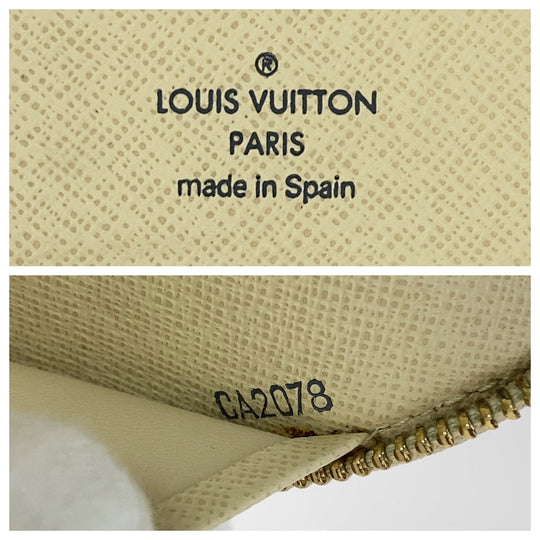 LOUIS VUITTON Long Wallet Purse N60012 PVC White Gray Gold Metal Long Wallet Purse Zip Around Zippy Wallet Damier Azur Zippy Organizer Women Used Authentic