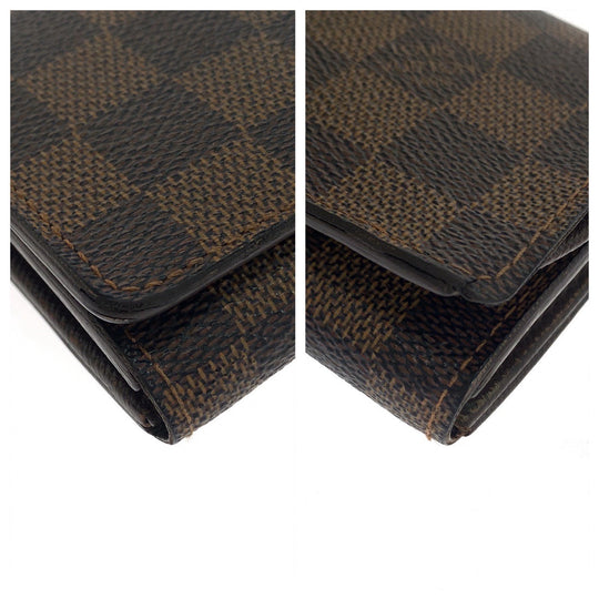 LOUIS VUITTON Bifold Wallet N61730 PVC Brown Gold Metal Folding wallet Compact wallet Damier L-Zip Portonet Bie Tresol Women Used Authentic