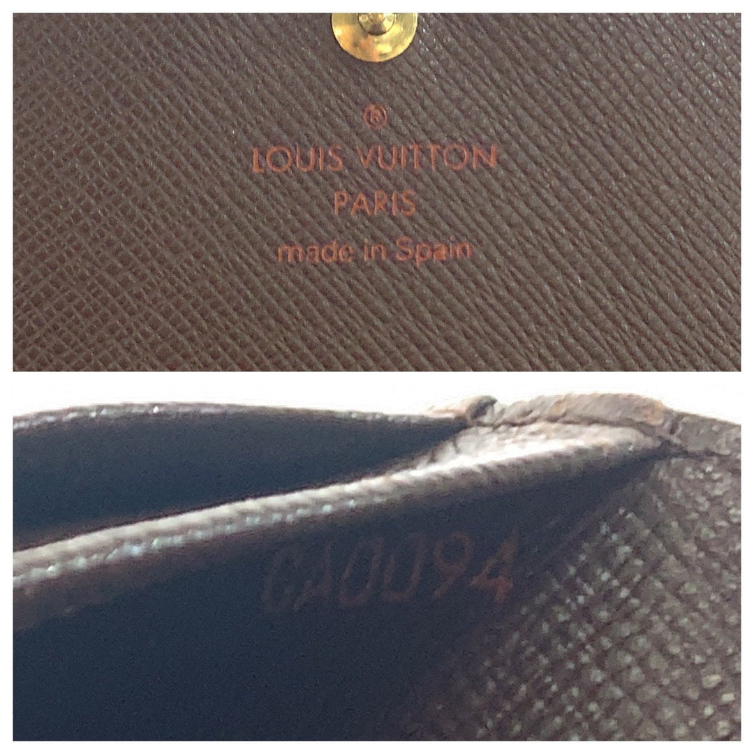 LOUIS VUITTON Bifold Wallet N61730 PVC Brown Gold Metal Folding wallet Compact wallet Damier L-Zip Portonet Bie Tresol Women Used Authentic