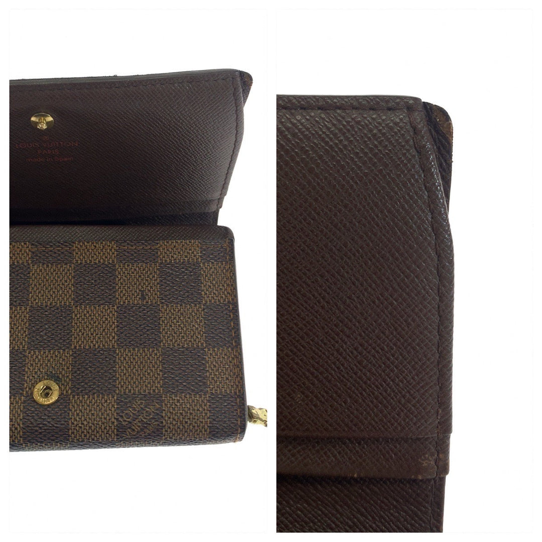 LOUIS VUITTON Bifold Wallet N61730 PVC Brown Gold Metal Folding wallet Compact wallet Damier L-Zip Portonet Bie Tresol Women Used Authentic