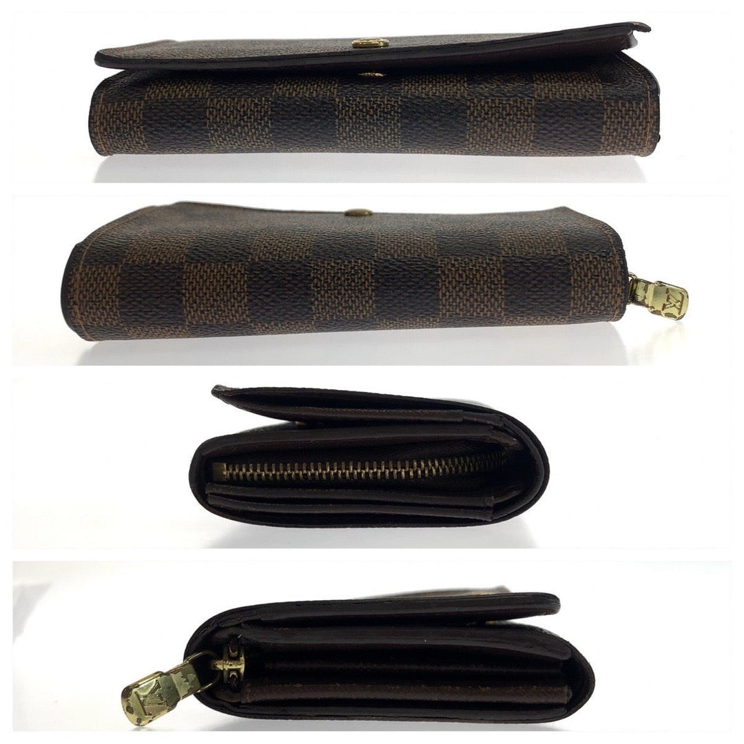 LOUIS VUITTON Bifold Wallet N61730 PVC Brown Gold Metal Folding wallet Compact wallet Damier L-Zip Portonet Bie Tresol Women Used Authentic