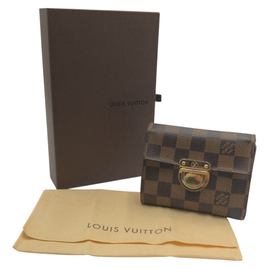 LOUIS VUITTON Tri-fold wallet N60005 PVC Brown Gold Metal Folding wallet Compact wallet Damier Ebene Portefeuille Koala Women Used Authentic