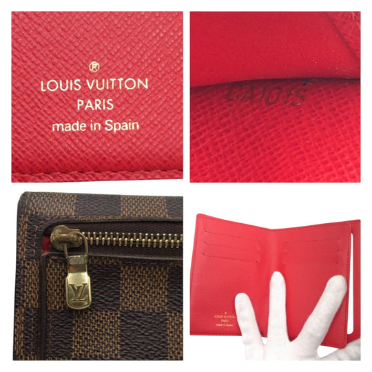 LOUIS VUITTON Tri-fold wallet N60005 PVC Brown Gold Metal Folding wallet Compact wallet Damier Ebene Portefeuille Koala Women Used Authentic