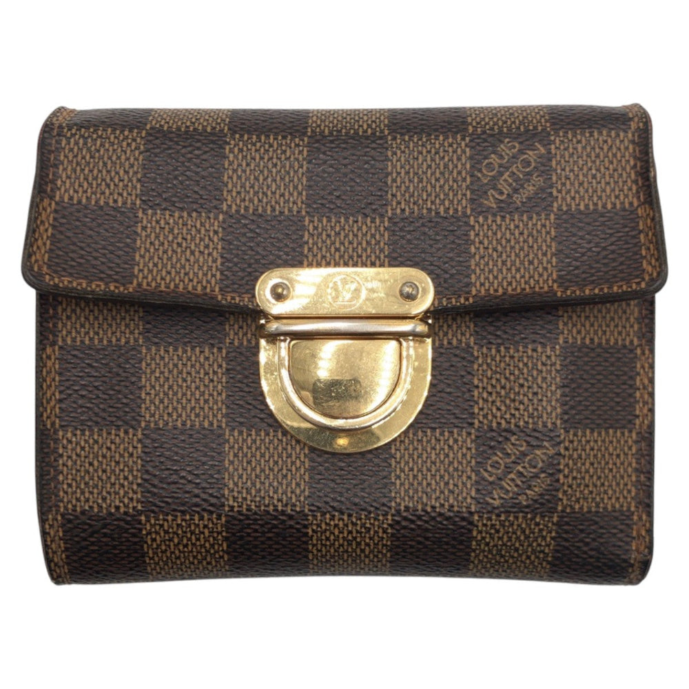 LOUIS VUITTON Tri-fold wallet N60005 PVC Brown Gold Metal Folding wallet Compact wallet Damier Ebene Portefeuille Koala Women Used Authentic