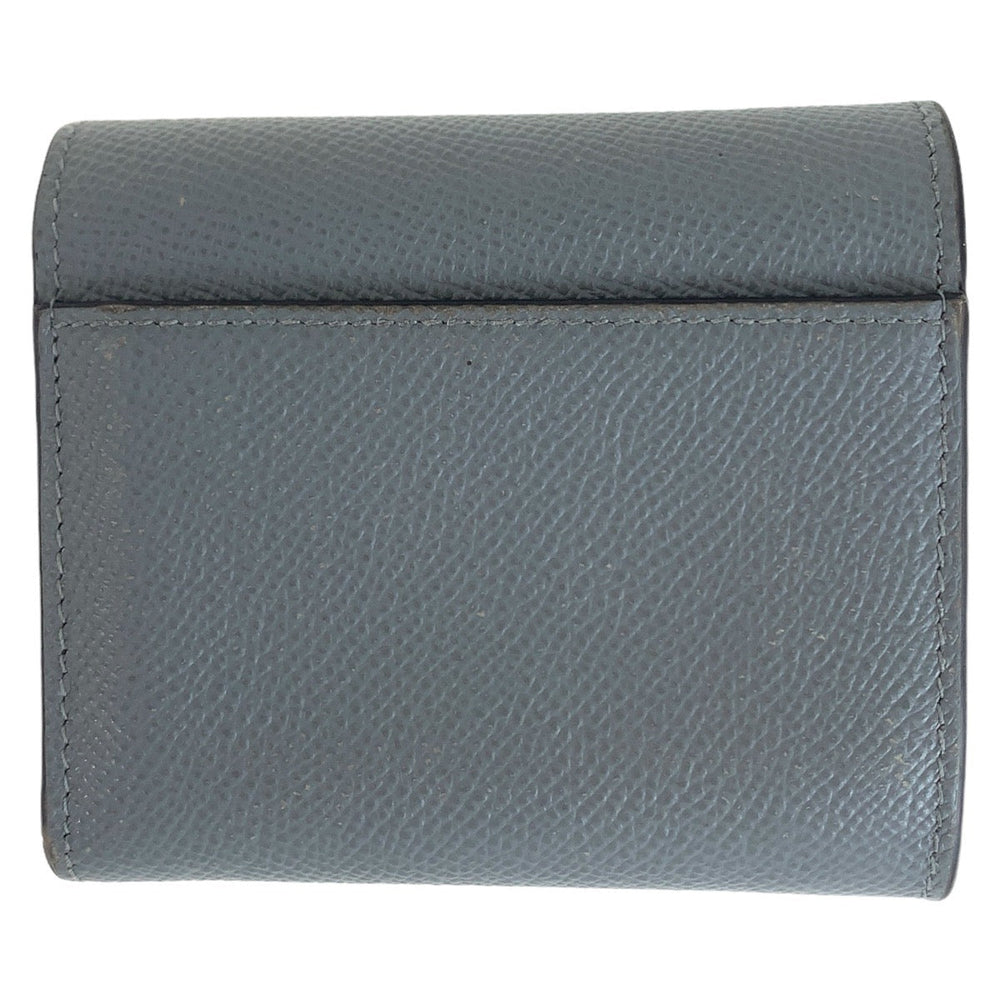 Dior Tri-fold wallet leather Navy Gold Metal Folding wallet Compact wallet saddle Women Used Authentic