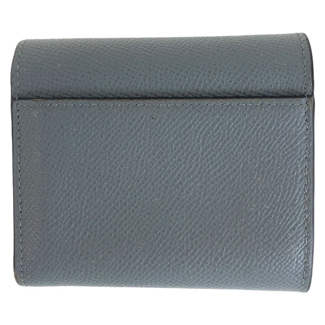 Dior Tri-fold wallet leather Navy Gold Metal Folding wallet Compact wallet saddle Women Used Authentic